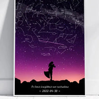 Personalizuotas viso spektro žvaigždžių žemėlapis, plakatas su rėmeliu, su Vestuvių dienos pasirinktu siluetu  Poster -  dovanokis.lt