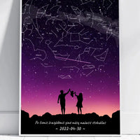 Personalizuotas viso spektro žvaigždžių žemėlapis, plakatas su rėmeliu, su Šeimos pasirinktu siluetu  Poster -  dovanokis.lt