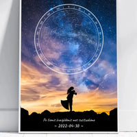 Personalizuotas žvaigždžių žemėlapis, plakatas su rėmeliu, su vestuvių dienos pasirinktu siluetu  Poster -  dovanokis.lt