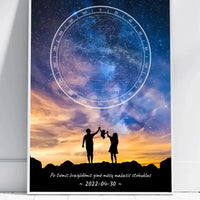 Personalizuotas žvaigždžių žemėlapis, plakatas su rėmeliu, su šeimos pasirinktu siluetu  Poster -  dovanokis.lt