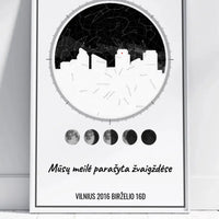 Personalizuotas žvaigždžių žemėlapio plakatas su jūsų vieta ir žemėlapiu  Poster -  dovanokis.lt