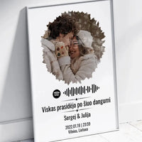 Personalizuotas žvaigždžių žemėlapis, plakatas su rėmeliu, su formos pasirinkimu, jūsų nuotrauka ir „Spotify“ kodu  Poster -  dovanokis.lt