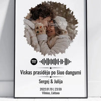 Personalizuotas žvaigždžių žemėlapis, plakatas su rėmeliu, su formos pasirinkimu, jūsų nuotrauka ir „Spotify“ kodu  Poster -  dovanokis.lt