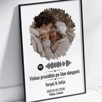 Personalizuotas žvaigždžių žemėlapis, plakatas su rėmeliu, su formos pasirinkimu, jūsų nuotrauka ir „Spotify“ kodu  Poster -  dovanokis.lt