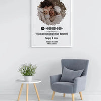 Personalizuotas žvaigždžių žemėlapis, plakatas su rėmeliu, su formos pasirinkimu, jūsų nuotrauka ir „Spotify“ kodu  Poster -  dovanokis.lt