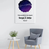 Personalizuotas žvaigždžių žemėlapis, plakatas su rėmeliu, su formos pasirinkimu ir dangaus fonu  Poster -  dovanokis.lt
