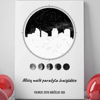 Personalizuotas žvaigždžių žemėlapis ant drobės su jūsų vieta ir žemėlapiu  Drobe -  dovanokis.lt