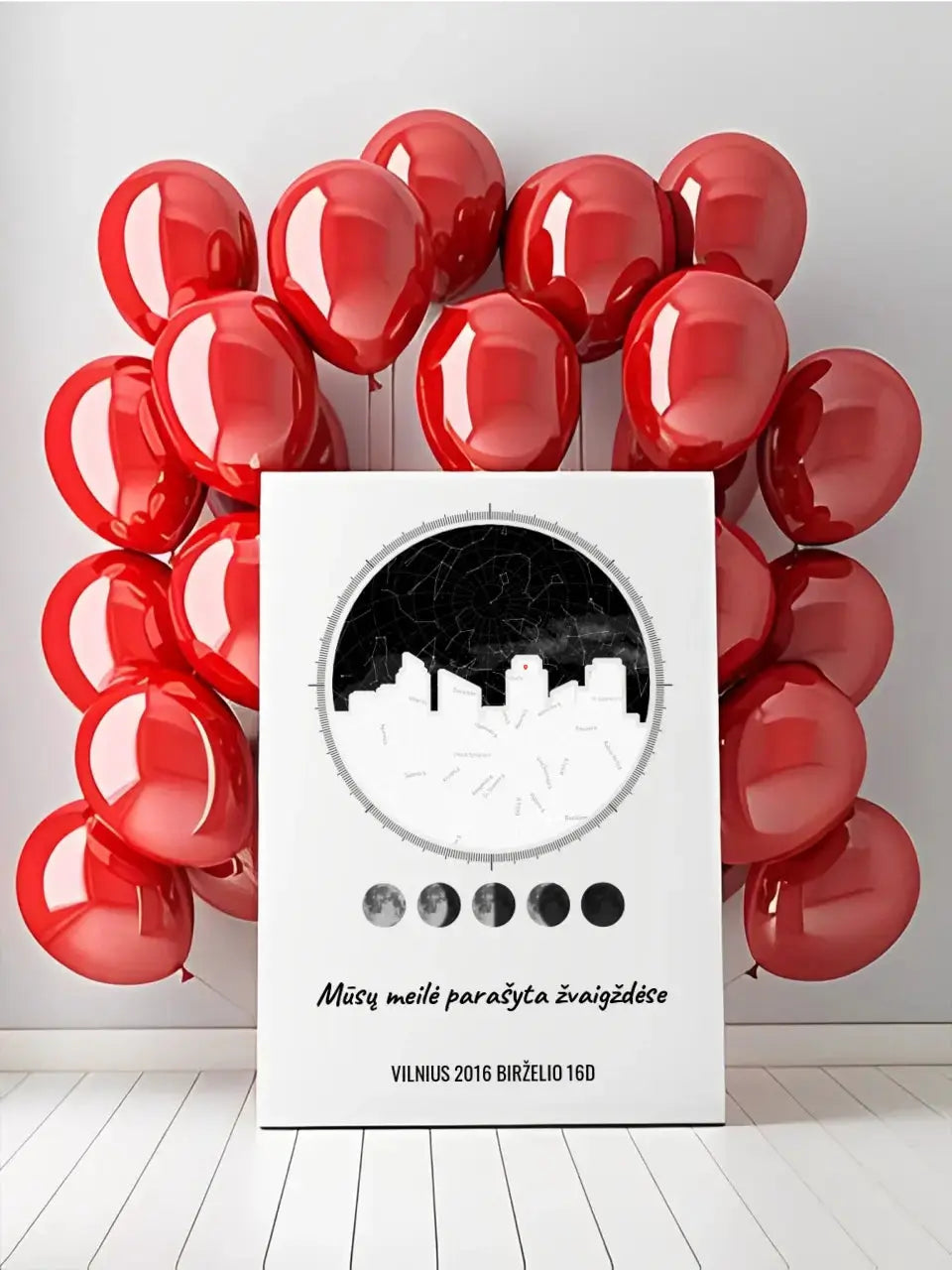 Personalizuotas žvaigždžių žemėlapis ant drobės su jūsų vieta ir žemėlapiu  Drobe -  dovanokis.lt