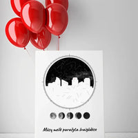 Personalizuotas žvaigždžių žemėlapis ant drobės su jūsų vieta ir žemėlapiu  Drobe -  dovanokis.lt