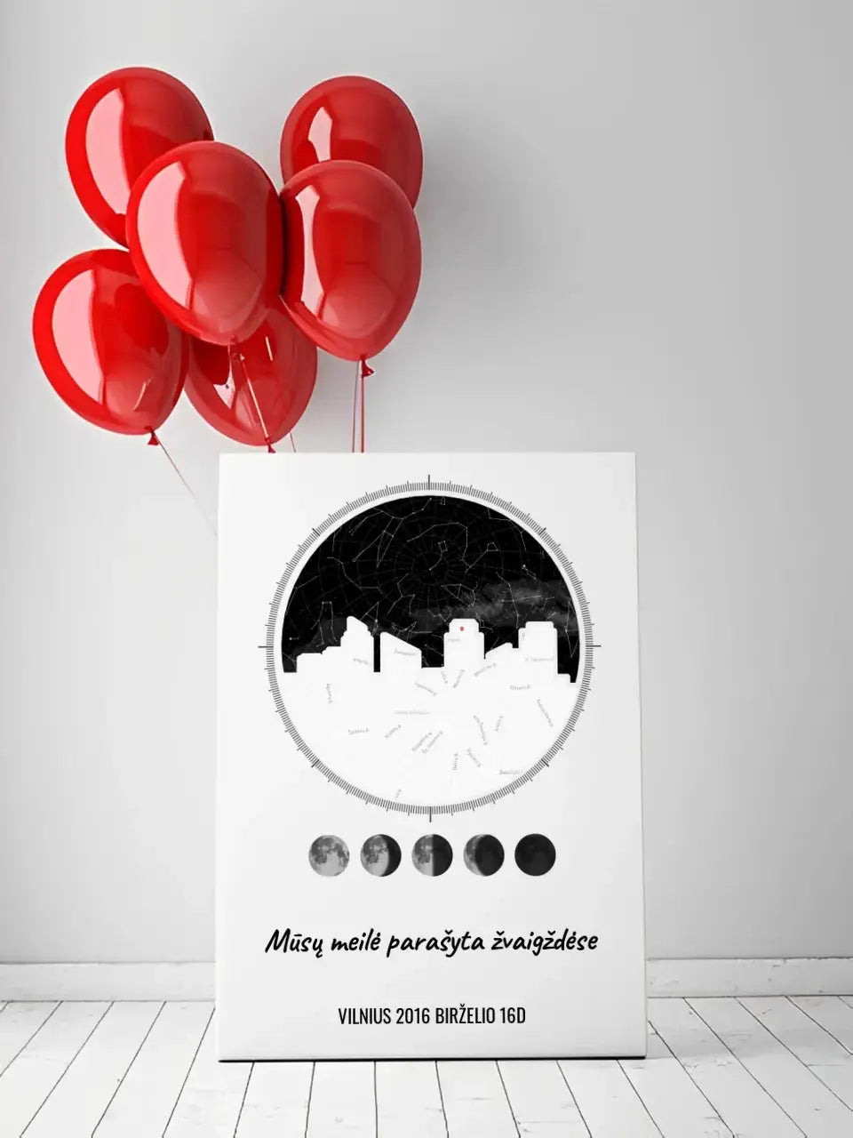 Personalizuotas žvaigždžių žemėlapis ant drobės su jūsų vieta ir žemėlapiu  Drobe -  dovanokis.lt