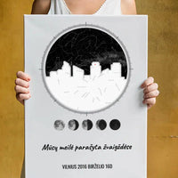 Personalizuotas žvaigždžių žemėlapis ant drobės su jūsų vieta ir žemėlapiu  Drobe -  dovanokis.lt