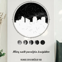 Personalizuotas žvaigždžių žemėlapis ant drobės su jūsų vieta ir žemėlapiu  Drobe -  dovanokis.lt