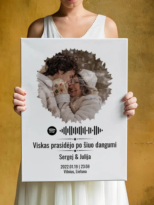 Personalizuotas žvaigždžių žemėlapis su skirtingomis formomis ir jūsų nuotrauka bei „Spotify“ kodu  Customizer -  dovanokis.lt