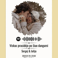 Personalizuotas žvaigždžių žemėlapis su skirtingomis formomis ir jūsų nuotrauka bei „Spotify“ kodu  Customizer -  dovanokis.lt