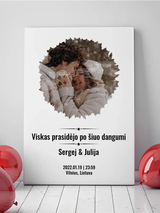Personalizuotas žvaigždžių žemėlapis su skirtingomis formomis ir jūsų nuotrauka  Drobe -  dovanokis.lt