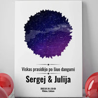 Personalizuotas žvaigždžių žemėlapis su skirtingomis formomis ir dangaus fonu  Customizer -  dovanokis.lt