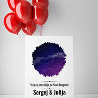 Personalizuotas žvaigždžių žemėlapis su skirtingomis formomis ir dangaus fonu  Customizer -  dovanokis.lt