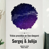Personalizuotas žvaigždžių žemėlapis su skirtingomis formomis ir dangaus fonu  Customizer -  dovanokis.lt