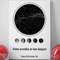Personalizuotas žvaigždžių žemėlapis ant drobės  Drobe -  dovanokis.lt