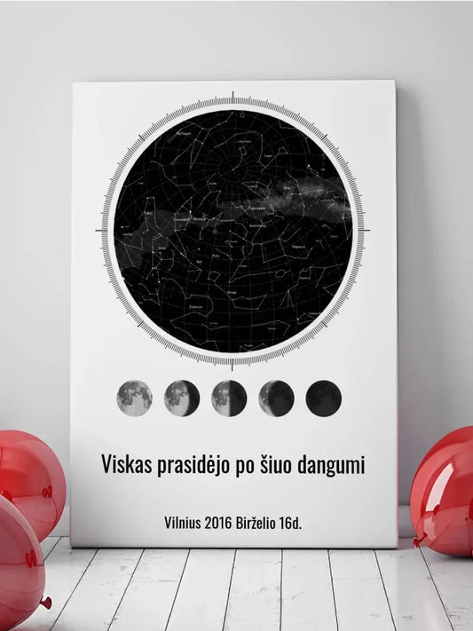 Personalizuotas žvaigždžių žemėlapis ant drobės  Drobe -  dovanokis.lt