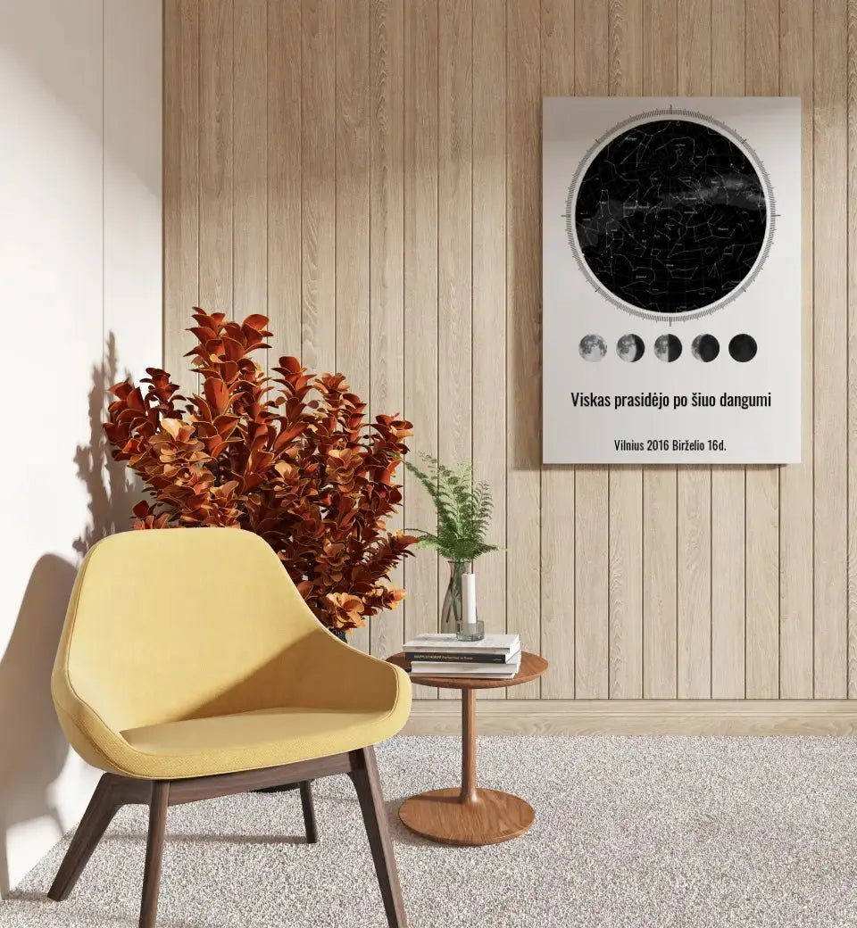 Personalizuotas žvaigždžių žemėlapis ant drobės  Drobe -  dovanokis.lt