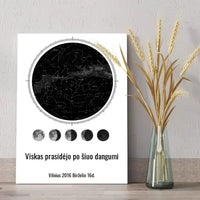 Personalizuotas žvaigždžių žemėlapis ant drobės  Drobe -  dovanokis.lt