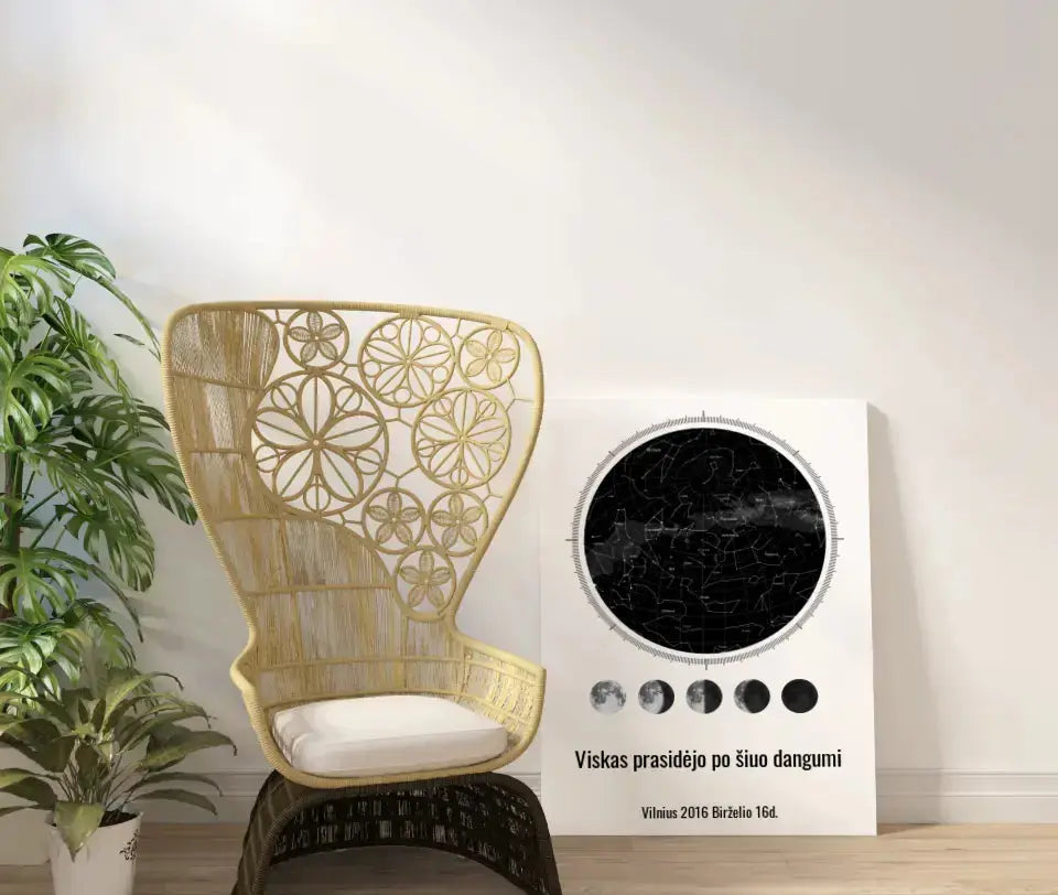 Personalizuotas žvaigždžių žemėlapis ant drobės  Drobe -  dovanokis.lt