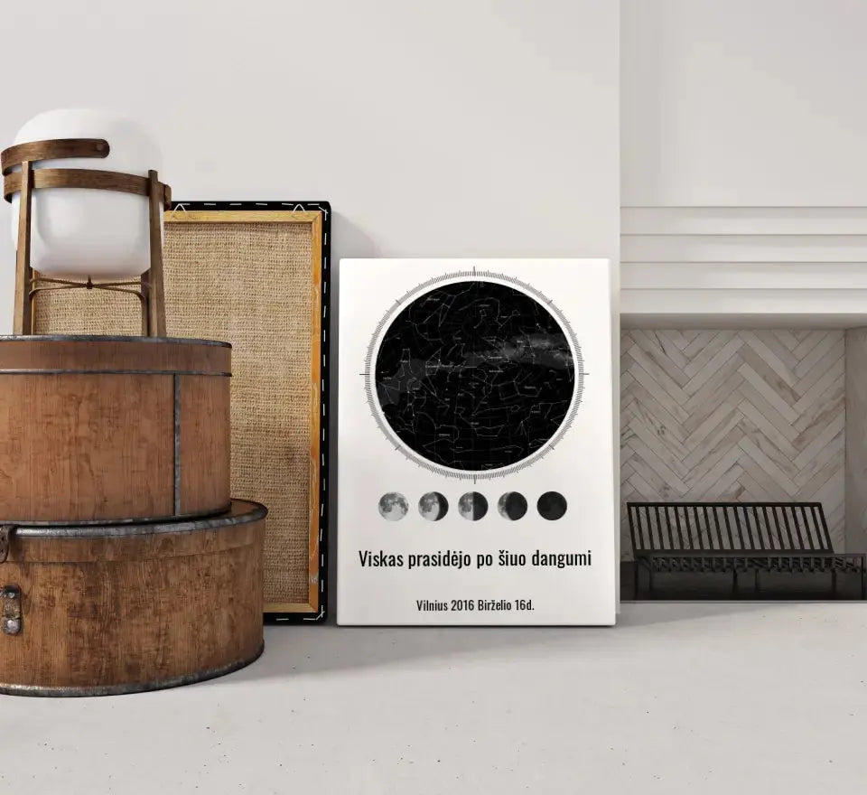 Personalizuotas žvaigždžių žemėlapis ant drobės  Drobe -  dovanokis.lt