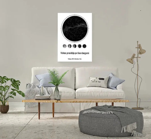 Personalizuotas žvaigždžių žemėlapis ant drobės  Drobe -  dovanokis.lt