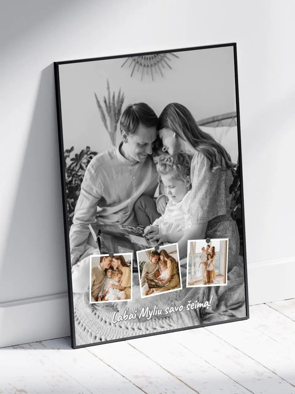 Personalizuotas šeimos įrėmintas plakatas su jūsų nuotraukomis