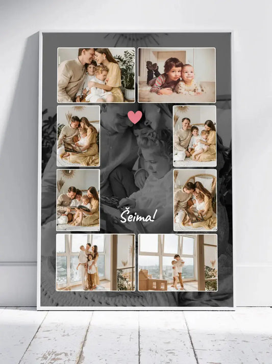 Personalizuotas šeimos įrėmintas plakatas su jūsų nuotraukomis  Posteris(Plakatas) -  dovanokis.lt