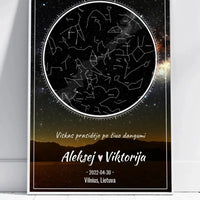 Personalizuotas žvaigždžių žemėlapis, plakatas su rėmeliu  Poster -  dovanokis.lt