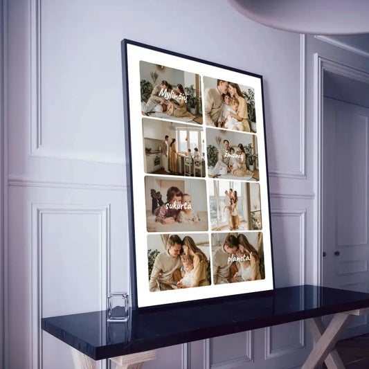 Personalizuotas šeimos įrėmintas plakatas su jūsų nuotraukomis, mylinčių žmonių sukurta planeta  Posteris(Plakatas) -  dovanokis.lt