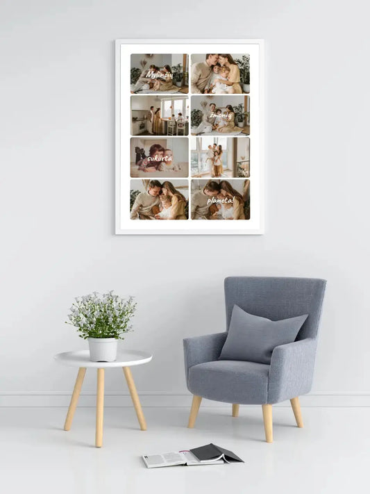 Personalizuotas šeimos įrėmintas plakatas su jūsų nuotraukomis, mylinčių žmonių sukurta planeta  Posteris(Plakatas) -  dovanokis.lt