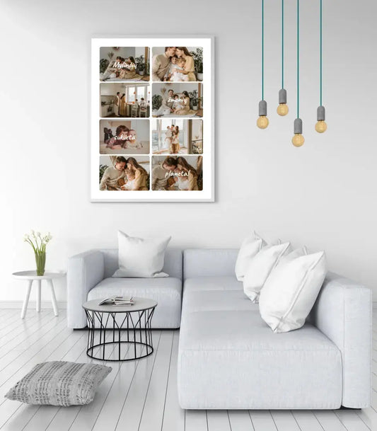 Personalizuotas šeimos įrėmintas plakatas su jūsų nuotraukomis, mylinčių žmonių sukurta planeta  Posteris(Plakatas) -  dovanokis.lt
