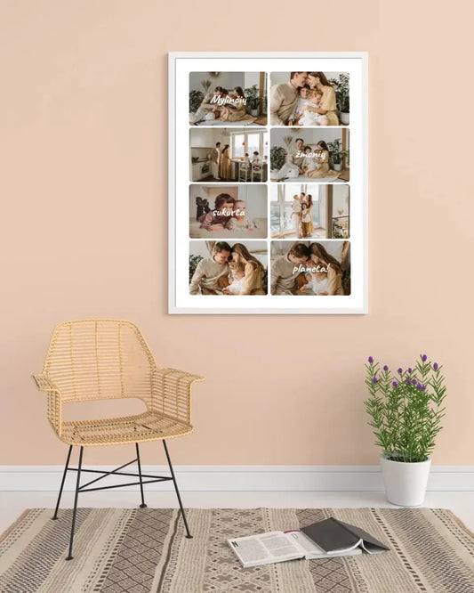 Personalizuotas šeimos įrėmintas plakatas su jūsų nuotraukomis, mylinčių žmonių sukurta planeta  Posteris(Plakatas) -  dovanokis.lt