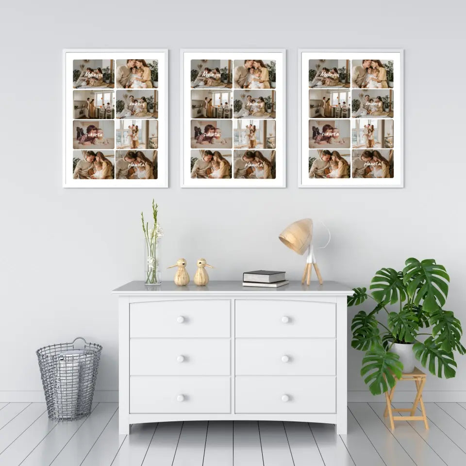 Personalizuotas šeimos įrėmintas plakatas su jūsų nuotraukomis, mylinčių žmonių sukurta planeta