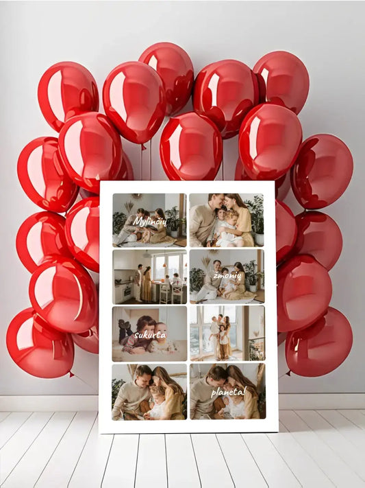 Personalizuotas šeimos spaudinys ant drobės su jūsų nuotraukomis, mylinčių žmonių sukurta planeta  Drobe -  dovanokis.lt