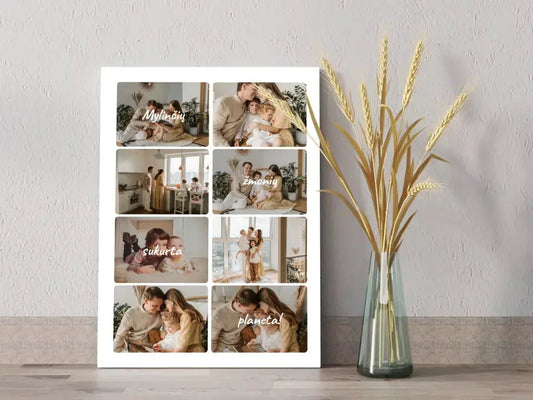 Personalizuotas šeimos spaudinys ant drobės su jūsų nuotraukomis, mylinčių žmonių sukurta planeta  Drobe -  dovanokis.lt