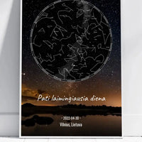 Personalizuotas žvaigždžių žemėlapis, plakatas su rėmeliu  Poster -  dovanokis.lt