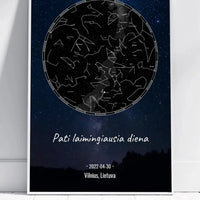 Personalizuotas žvaigždžių žemėlapis, plakatas su rėmeliu  Poster -  dovanokis.lt