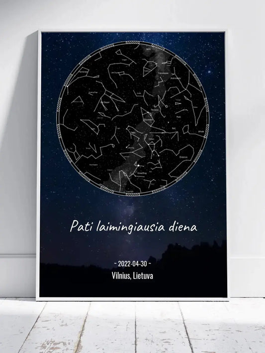 Personalizuotas žvaigždžių žemėlapis, plakatas su rėmeliu  Poster -  dovanokis.lt