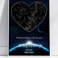 Personalizuotas žvaigždžių žemėlapis, plakatas su rėmeliu  Poster -  dovanokis.lt