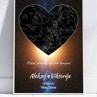 Personalizuotas žvaigždžių žemėlapis, plakatas su rėmeliu  Poster -  dovanokis.lt