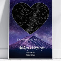 Personalizuotas žvaigždžių žemėlapis, plakatas su rėmeliu  Poster -  dovanokis.lt