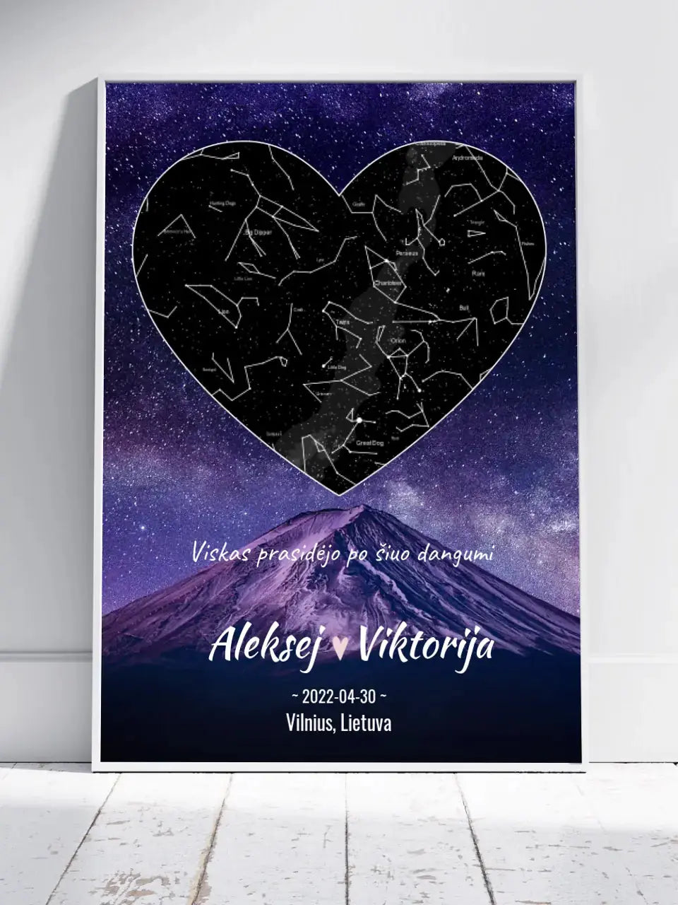 Personalizuotas žvaigždžių žemėlapis, plakatas su rėmeliu  Poster -  dovanokis.lt