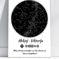 Personalizuotas žvaigždžių žemėlapis, plakatas su rėmeliu  Poster -  dovanokis.lt