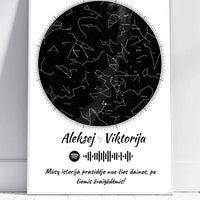 Personalizuotas žvaigždžių žemėlapis, plakatas su rėmeliu  Poster -  dovanokis.lt