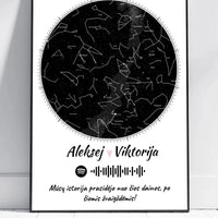 Personalizuotas žvaigždžių žemėlapis, plakatas su rėmeliu  Poster -  dovanokis.lt