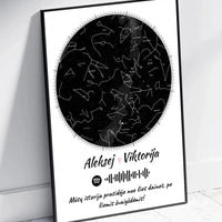 Personalizuotas žvaigždžių žemėlapis, plakatas su rėmeliu  Poster -  dovanokis.lt